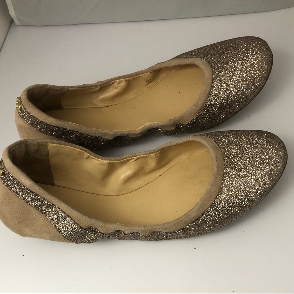 Cole Haan Glitter Ballet Flats Sz 8 Holiday NYE Fairy Romantic Business Casual - Picture 4 of 4